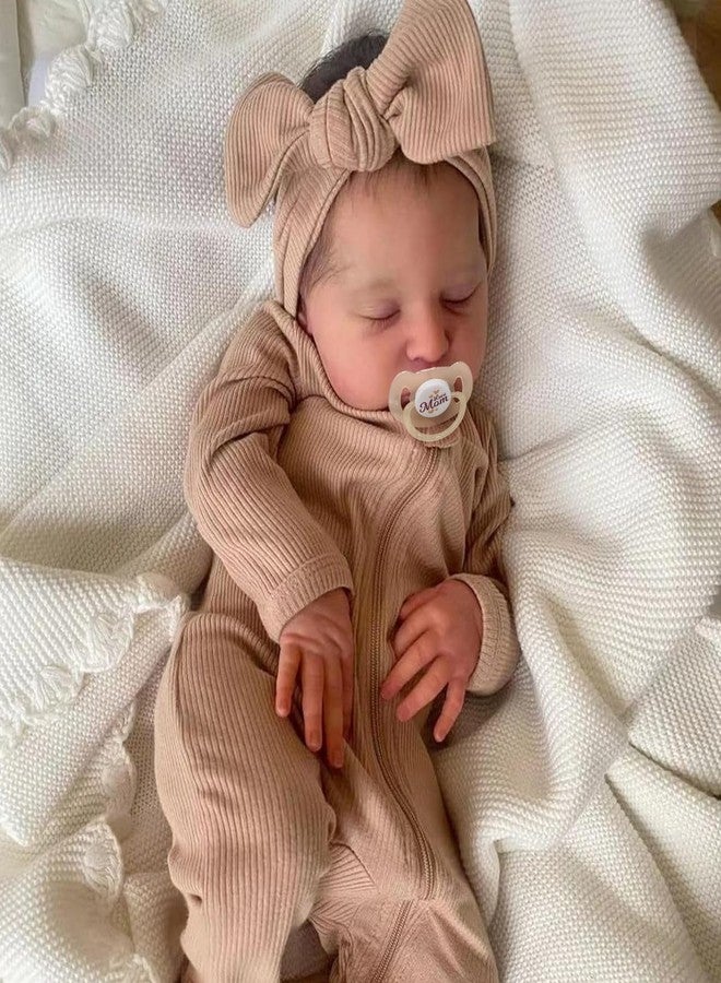 ADFO Real Life Reborn Baby Dolls Girl 20 Inches Realistic Baby Doll Soft Vinyl Sleeping Newborn Baby Dolls with Feeding Accessories for Kids Ages 3+ - Image 1